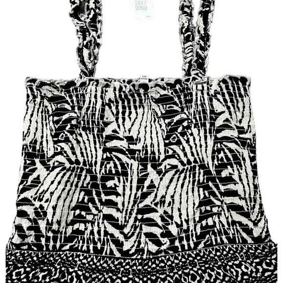 Patrons Of Peace Boho Palm Leaf Geo Print Smocked Peplum Top Size Medium - Picture 4 of 8